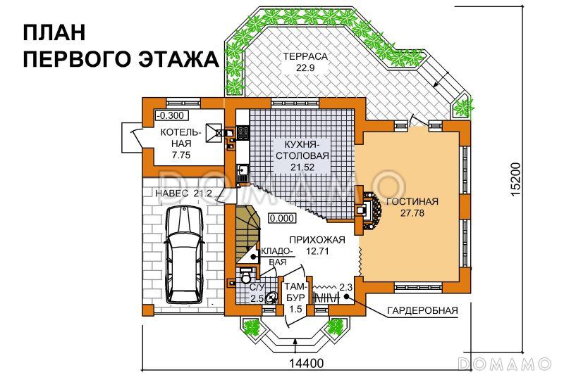 Проект дома из SIP панелей со вторым светом / План 1 этажа