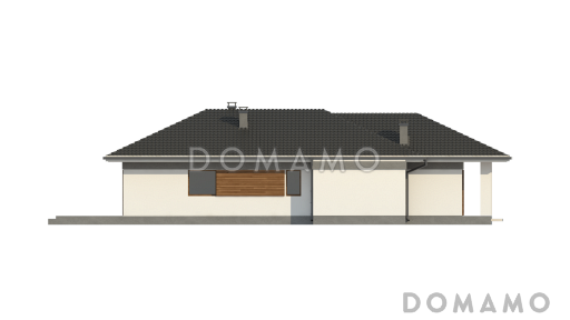 Проект комфортного одноэтажного дома из кирпича с тремя спальнями / Фасад 4