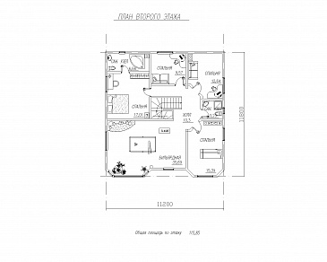 Двухэтажный дом с двумя эркерами / План 2 этажа