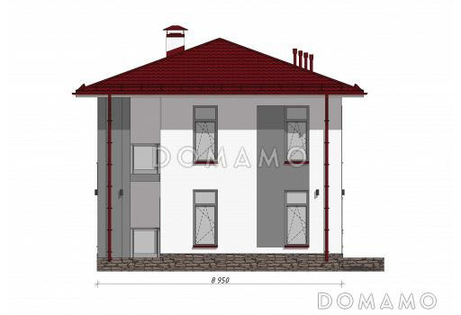 Проект современного двухэтажного дома с четырьмя спальнями S-136 / Фасад 2
