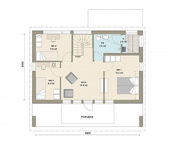 Проект двухэтажного каркасного дома с косой крышей / План 2 этажа