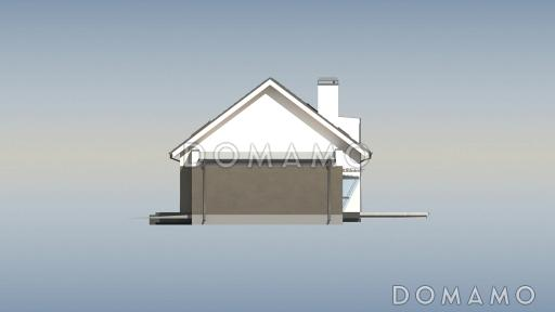 Проект одноэтажного коттеджа из газобетона с мансардным этажом со вторым светом, большим панорамным окном и гаражом  / Фасад 4