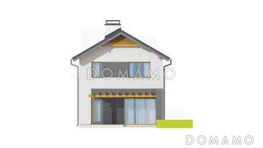 Проект небольшого двухэтажного дома из газобетона с тремя спальнями и балконом / Фасад 1