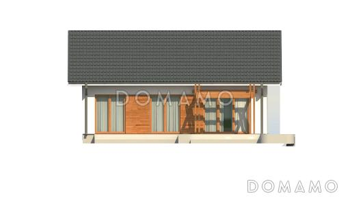 Проект простого компактного одноэтажного дома из кирпича с открытой террасой / Фасад 3