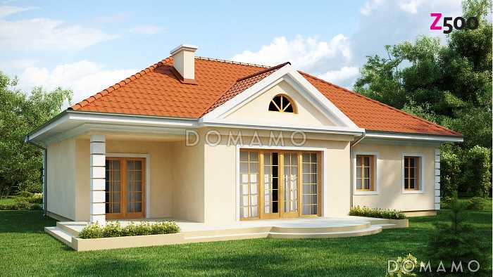 Проект одноэтажного дома из кирпича со свободной планировкой на мансардном этаже