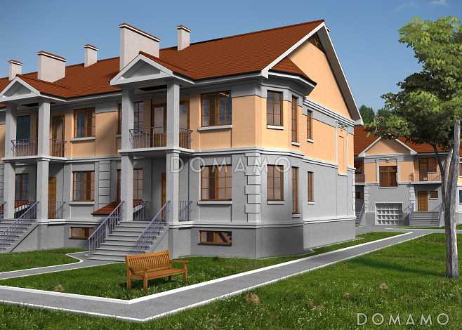 Проект таунхауса на четыре семьи