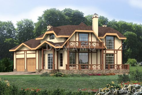 Проект двухэтажного дома с гаражом из СИП панелей