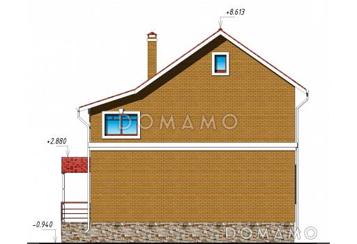 Проект компактного двухэтажного дома / Фасад 4