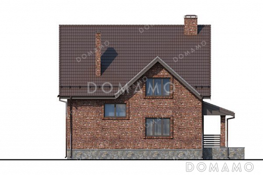 Проект одноэтажного дома с мансардой и тремя спальнями / Фасад 2