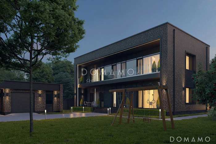 Проект двухэтажного дома из газобетона с сауной, террасой барбекю и балконом