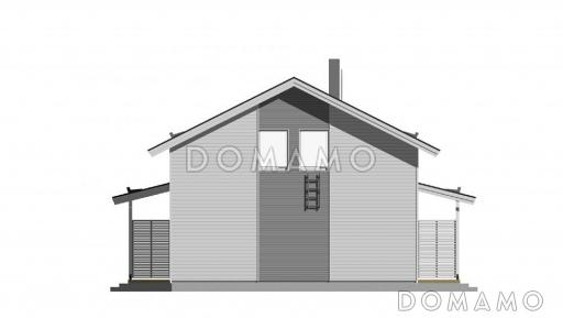 Проект современного двухэтажного каркасного дома с двускатной крышей / Фасад 4