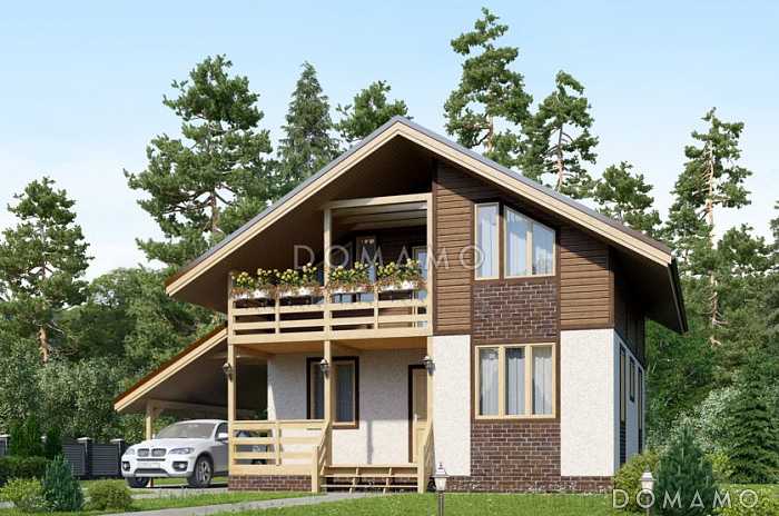 Проект  дома из клееного бруса с спальней на первом этаже