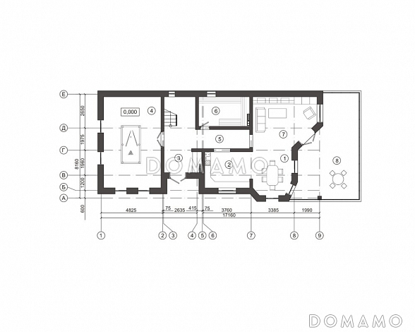 Проект дома с традиционным композиционным решением / План 1 этажа