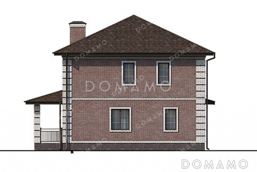 Проект двухэтажного дома с террасой и спортзалом / Фасад 3