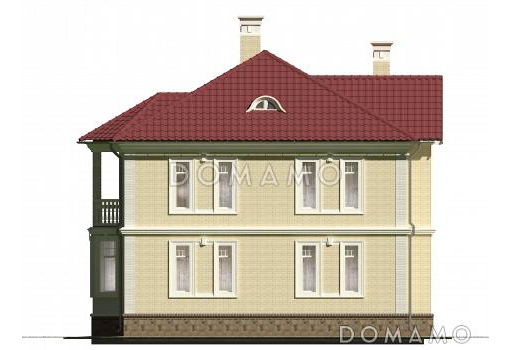 Проект классического коттеджа 10х10. / Фасад 3