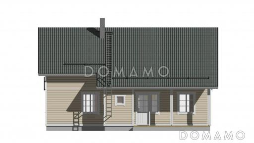 Проект каркасного дома с мансардой и небольшим балконом / Фасад 1