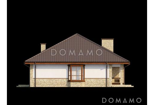 Проект одноэтажного каркасного дома с зоной барбекю на террасе  / Фасад 1