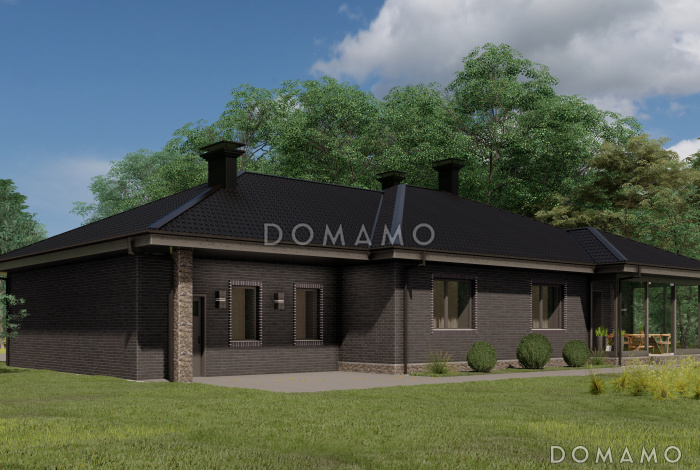 Проект одноэтажного дома с мансардой, верандой и гаражом на 2 машины