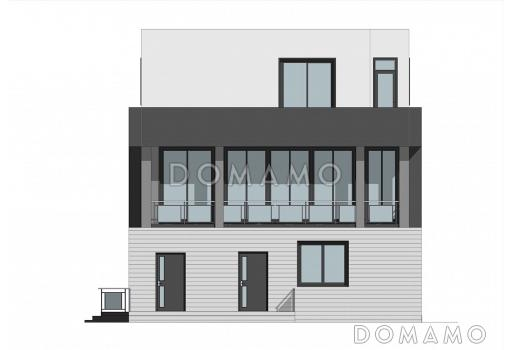 Проект трехэтажного дома в стиле хай-тек, адаптированный для сейсмозоны / Фасад 4