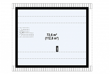 Проект простого уютного одноэтажного дома из кирпича с двумя спальнями и возможностью обустройства мансарды / План мансардного этажа