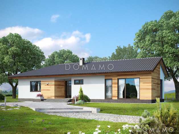 Проект одноэтажного дома из СИП панелей с двумя спальными комнатами и небольшой сауной