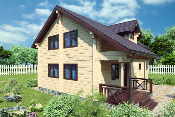 Проект небольшого дома с четырьмя спальнями на втором этаже