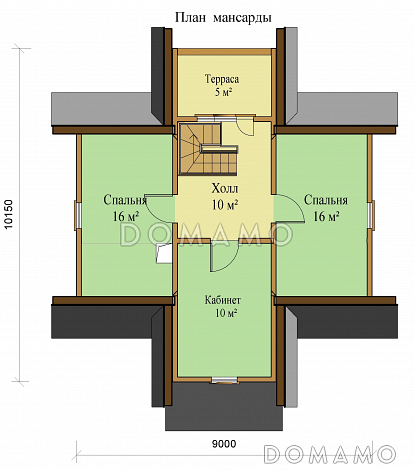 Проект одноэтажного дома с террасой на мансардном этаже / План мансардного этажа