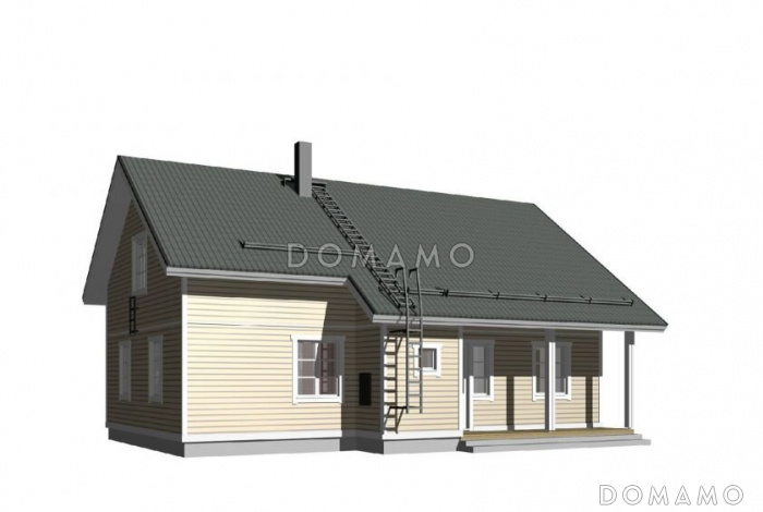 Проект каркасного дома с мансардой и небольшим балконом