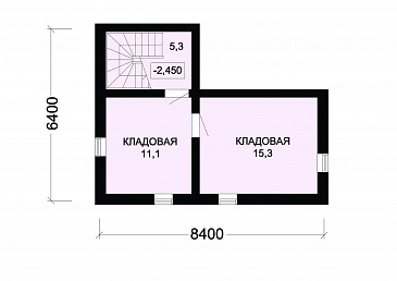 Проект деревянного дома с просторными кладовыми на цокольном этаже / План цокольного этажа