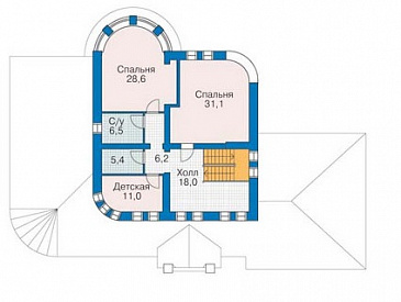 Проект большого дома с гаражом на две машины / План 2 этажа