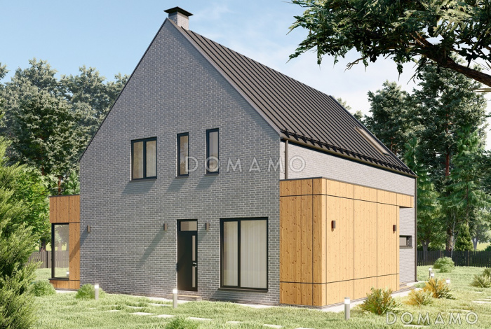 Проект современного двухэтажного дома с террасой в стиле БарнХаус S-219