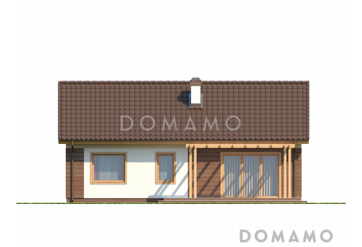 Проект одноэтажного дома из кирпича с тремя спальнями и террасой / Фасад 2