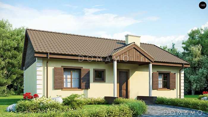 Проект простого одноэтажного дома из газобетона с тремя спальнями и просторной гостиной