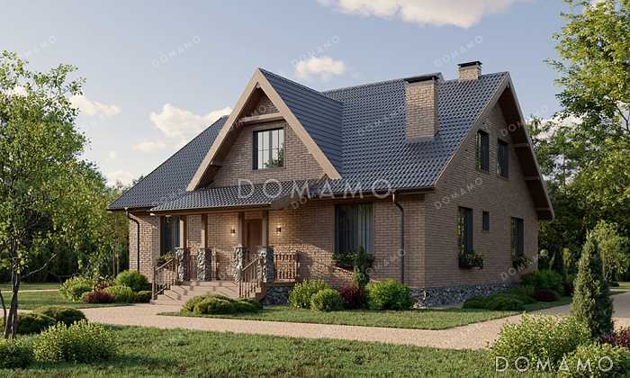 Проект дома с зимним садом, гардеробными и тремя спальнями