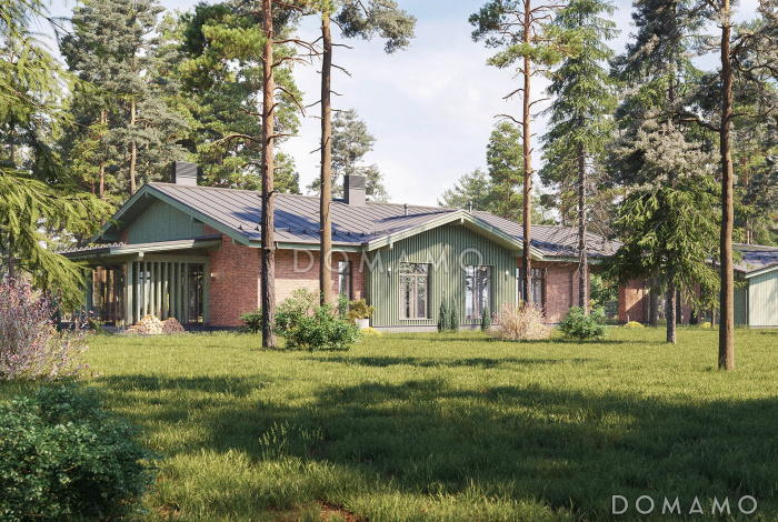 Проект дома с 3 спальнями, спа-зоной, теплой верандой с барбекю и панорамными окнами