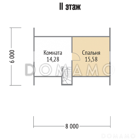 Проект каркасного дома с двумя спальнями / План мансардного этажа