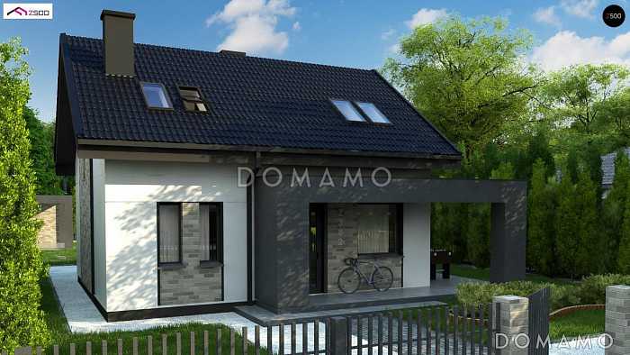 Проект компактного одноэтажного мансардного дома из кирпича с кабинетом и тремя спальнями