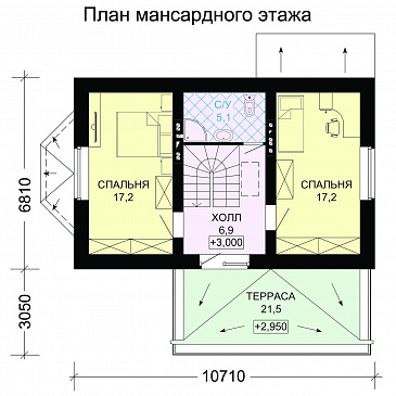 Экономичный загородный дом с подвалом / План мансардного этажа