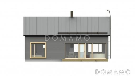 Проект одноэтажного каркасного дома с панорамным остеклением / Фасад 3