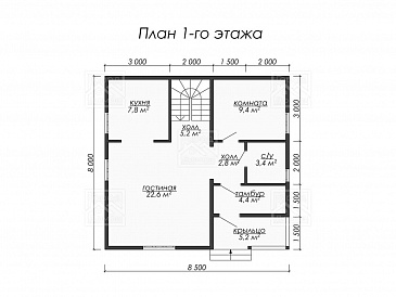 Каркасный дом "Берген" / План 1 этажа