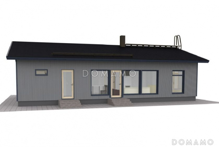 Проект современного каркасного дома с большими окнами