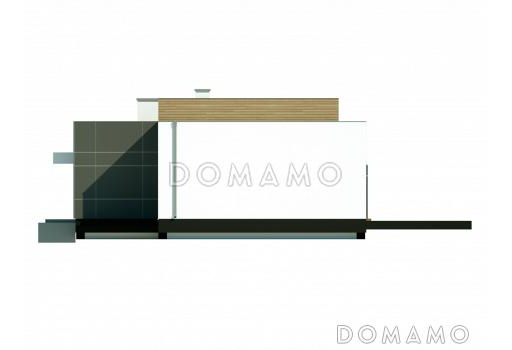 Проект современного одноэтажного дома из газобетона с тремя спальнями и светлой просторной гостиной / Фасад 4