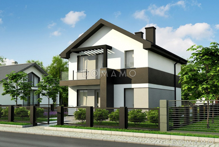 Проект дома с террасой, балконами, ванной с окном