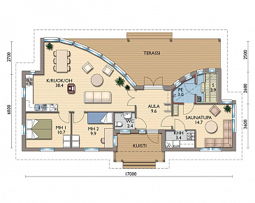 Проект одноэтажной каркасной сауны / План 1 этажа