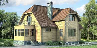 Проект деревянного дома с квадратной ванной комнатой