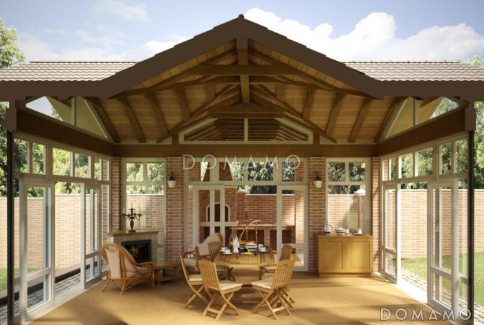 Проект павильона барбекю - навес на кирпичных колоннах