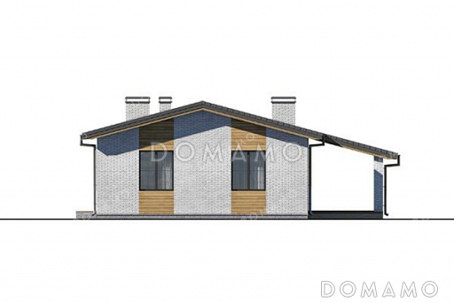 Проект одноэтажного дома с просторной гостиной и террасой / Фасад 1
