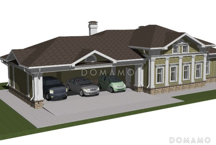 Проект гаража на 3 машины с мастерской и мансардой