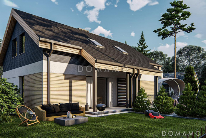 Проект двухсемейного дома из кирпича с 3 спальнями на мансарде