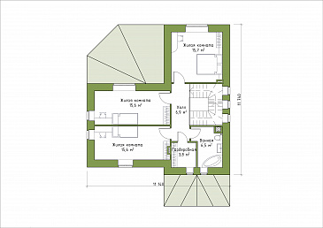 Проект углового коттеджа с большой террасой / План мансардного этажа